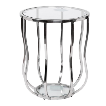 Стол журнальный стекло прозрачное/серебро d50*60см