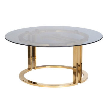 Стол журнальный GardaDecor темн.стекло/зол d100*45