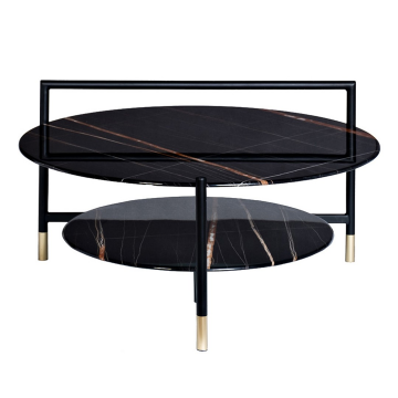 Стол журнальный d80*45 с полкой, черный