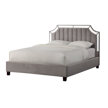 Кровать с зеркальными вставками серая 214*172*127см