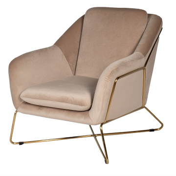 Кресло велюр бежевый/матовое золото 75*87*80см