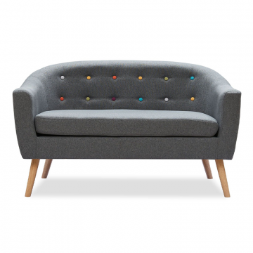 Диван Florence 2-х местный, темно-серый/цветные пуговицы