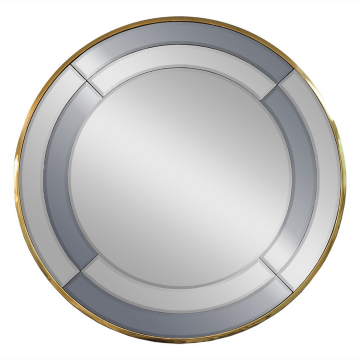 Зеркало в двухцветной зеркальной раме/золото d91см