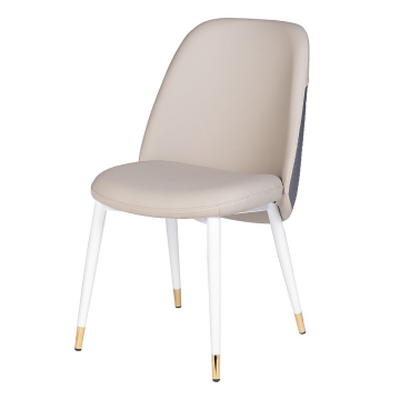 Стул экокожа бежевая/серая 63*51*84см, белые ножки