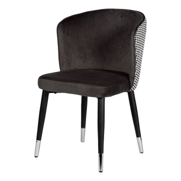 Стул велюр серый 54*57*80см с ч/б спинкой