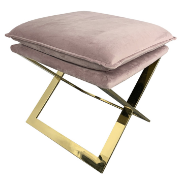 Банкетка велюр розовый/золото 47*45*46см