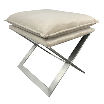 Банкетка велюр бежевый/хром 47*45*46см