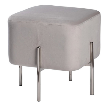 Банкетка велюр светло-серый/хром 42*42*44см
