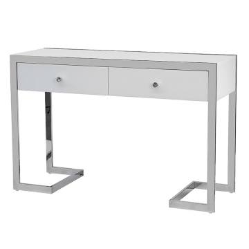 Консоль 2 ящика белая/хром  120*42*79см