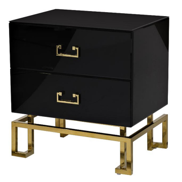 Тумба c 2-мя ящиками черная/золото 55*40*58см