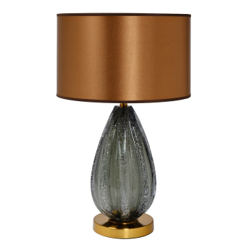 Лампа настольная серо-зеленое стекло/плафон коричневый 35*h.60см