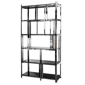Стеллаж стекло черный/серебро 100*38*200см