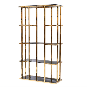 Стеллаж золотистый/темное стекло 100*40*180см