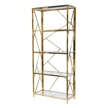 Стеллаж стекло прозрачное/золото 80*35*180см