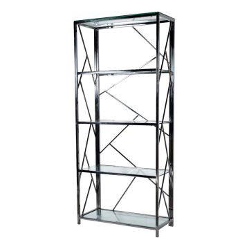 Стеллаж стекло прозрачное/темный хром 80*35*180см