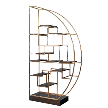 Стеллаж-полусфера розовое золото/темный шпон 120*45*230см