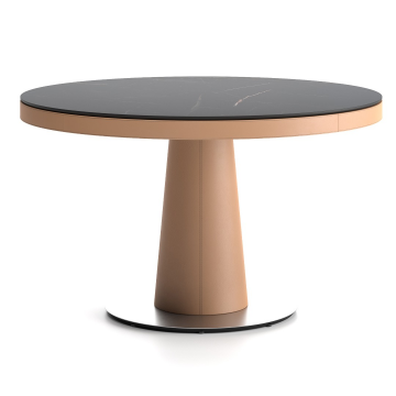 Обеденный стол Алтай 1270 Х 750 КОЖА / НЕРЖАВЕЙКА / FENIX NTM