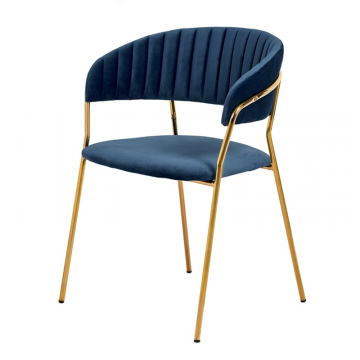 Стул Turin синий с золотыми ножками
