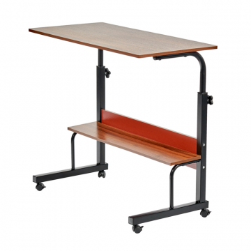 Стол многофункциональный Isola 80x40x66-90 см, с полкой, темное дерево, чёрный