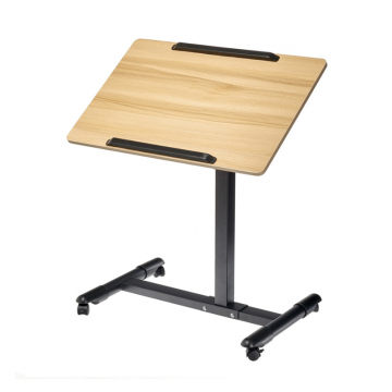 Стол многофункциональный на колёсах, 60x40 см, «РОЛЛИНГ»1 ножка, регул.высота, наклон столешницы, ограничит., мдф, металл, св.дерево, черный