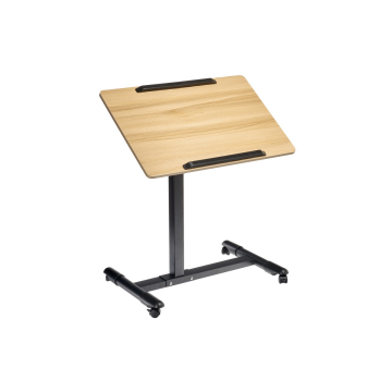 Стол многофункциональный на колёсах, 60x40 см, «РОЛЛИНГ»1 ножка, регул.высота, наклон столешницы, ограничит., мдф, металл, св.дерево, черный