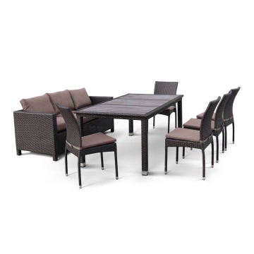 Комплект плетеной мебели T347/S65A/Y380A-W53 Brown (8+1)