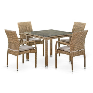 Комплект плетеной мебели T257B/Y379B-W65 Light Brown (4+1)