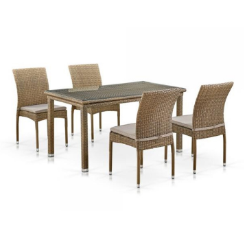 Комплект плетеной мебели T256B/Y380B-W65 Light Brown (4+1)