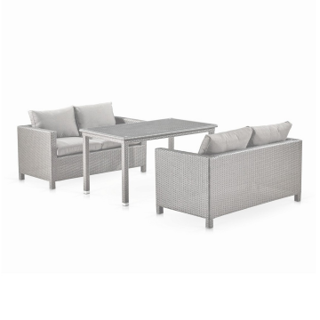 Обеденный комплект плетеной мебели с диванами T256C/S59C-W85 Latte