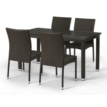 Обеденный комплект плетеной мебели из искусственного ротанга T256A/YC380A-W53 Brown (4+1) + подушки на стульях