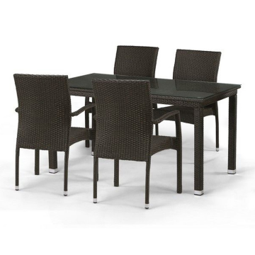 Комплект плетеной мебели T256A/YC379A-W53 Brown (4+1) + подушки на стульях
