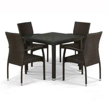 Комплект плетеной мебели T257A/YC379A-W53 Brown (4+1) + подушки на стульях