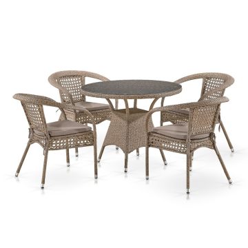 Комплект плетеной мебели Лион-1B T220CT/Y32-W56 Light brown 4Pcs