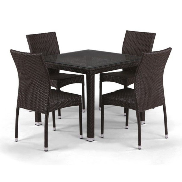 Комплект плетеной мебели T257A/YC380A-W53 Brown (4+1) + подушки на стульях