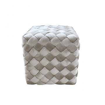 Пуф плетеный велюр серо-бежевый 40*40*40см