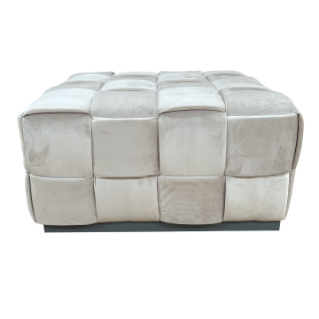 Пуф плетеный, велюр светло-бежевый 60*60*30см