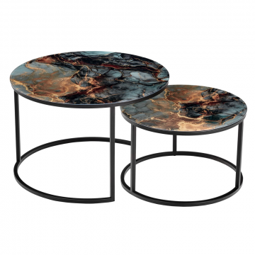 Набор кофейных столиков Tango космический с чёрными ножками, 2шт