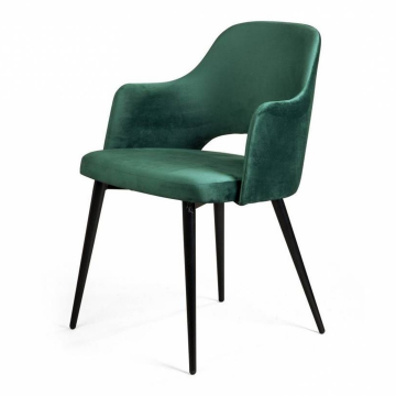 Стул William с подлокотниками, бархат зелёный 19/ черный конус 78332