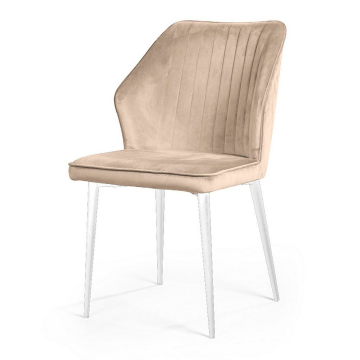 Стул Berg, бархат светло-бежевый 2 / белый конус 77593