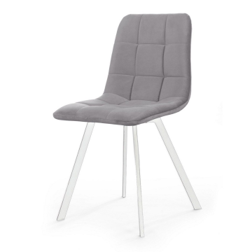 Стул UNO, бархат светло-серый 26/ белый профиль 77825