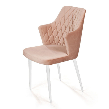 Стул с подлокотниками Hunt, бархат бежевый 5 / белый конус 76141