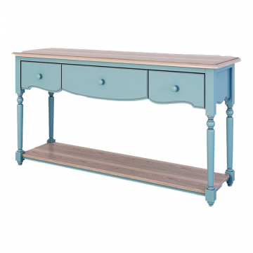 Консоль с 3-я ящиками и полкой Leblanc, голубой