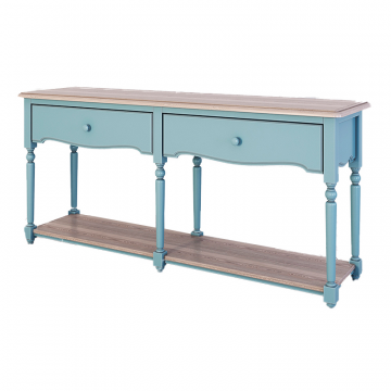Консоль с 2-я ящиками и полкой Leblanc, голубая