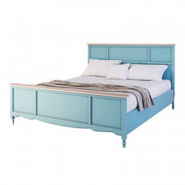 Кровать Leblanc голубая, с изножьем
