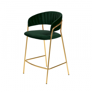 Стул полубарный Turin зеленый с золотыми ножками