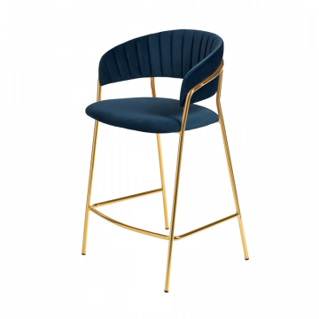 Стул полубарный Turin синий с золотыми ножками