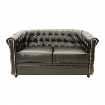 Диван 2-местный Karo black 2S (Кожаный)