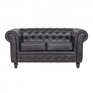 Диван 2-местный Chesterfield black leather 2S (Кожаный)