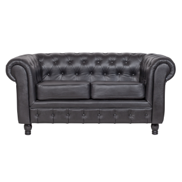 Диван 2-местный Chesterfield black leather 2S (Кожаный)