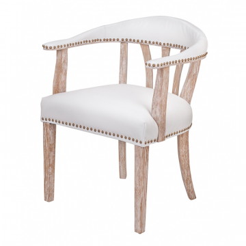 Мягкий стул с подлокотниками Tanner White Leather